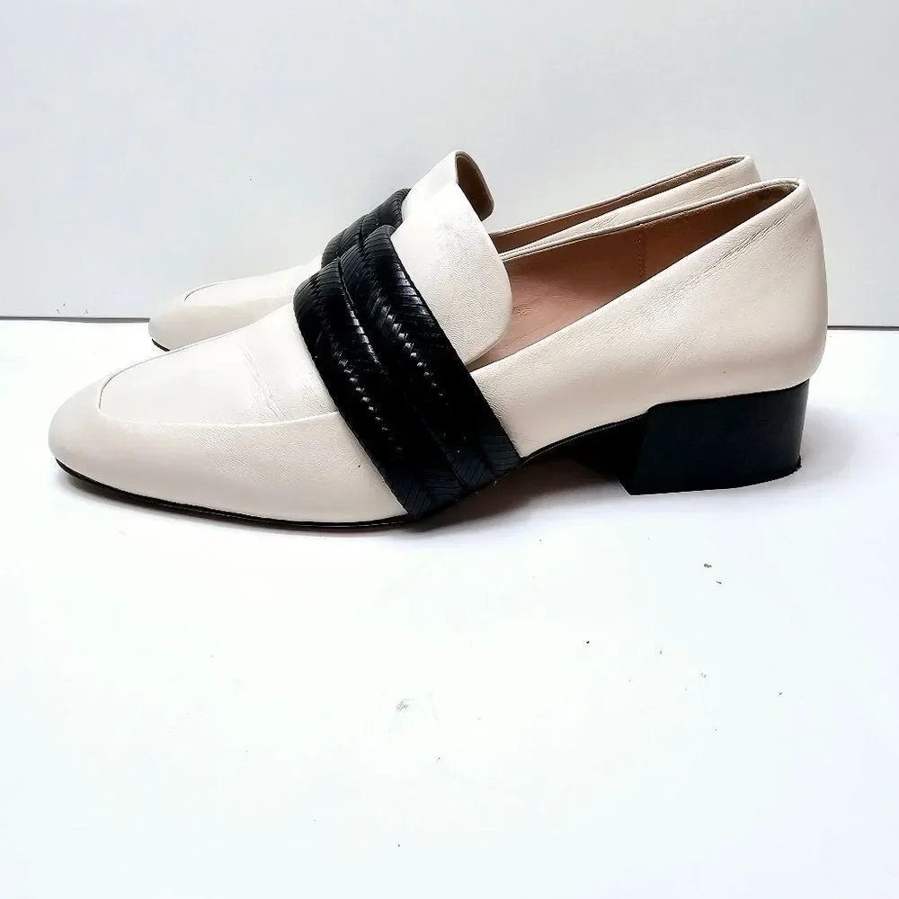 & Daughters AD Korean Braided Keeper Detail Leather Block Heel Loafers Size 8.5